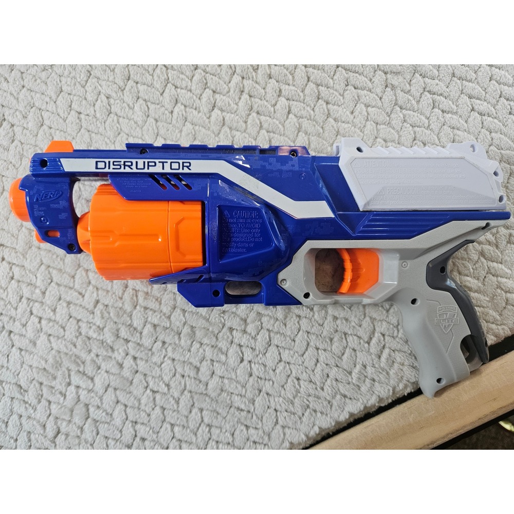 Nerf N-Strike Elite Disruptor Blaster Blue Orange 6-Dart Rotating Drum B9837
